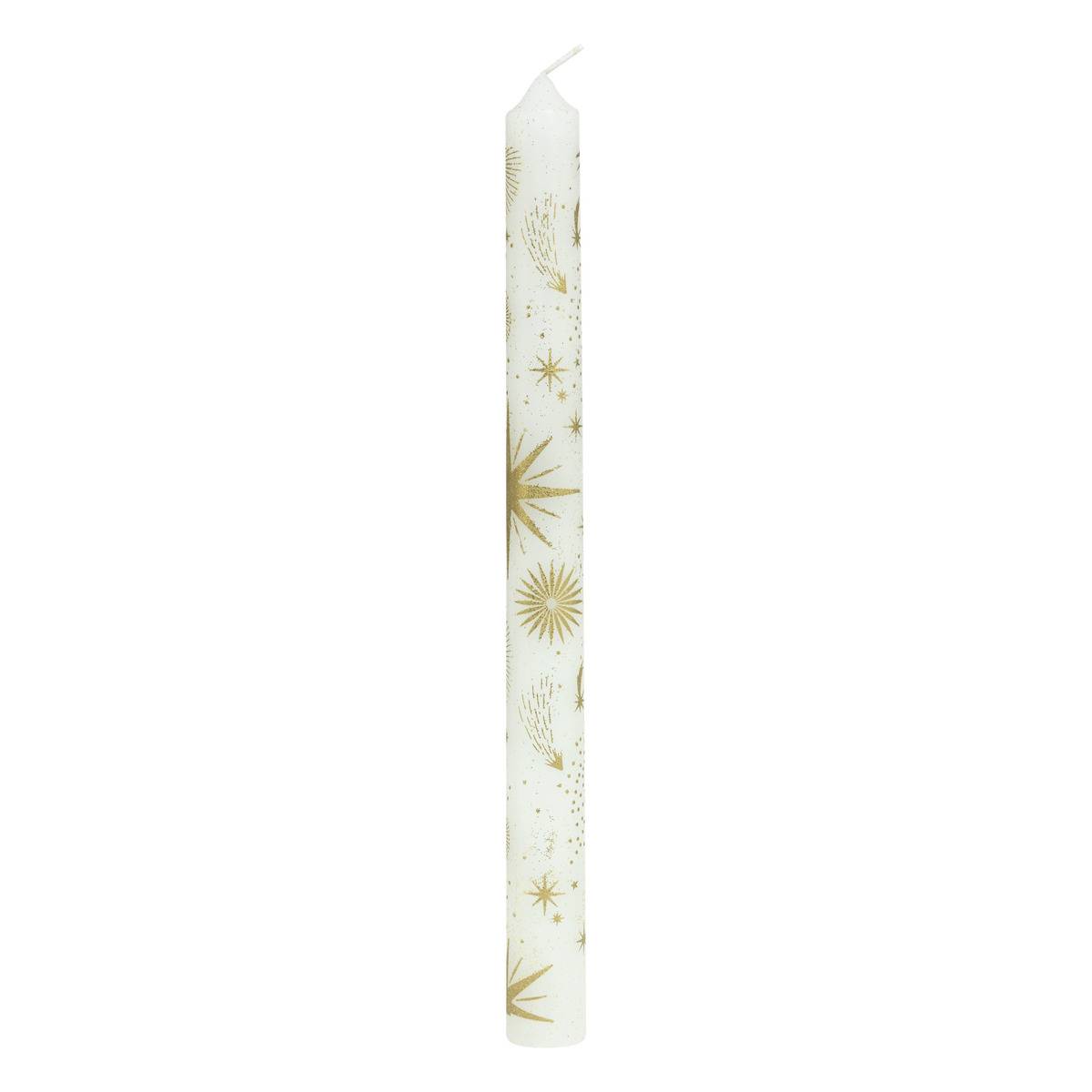 Lot de 2 bougies bâton imprimées étoiles 144g blanc, ATMOSPHERA