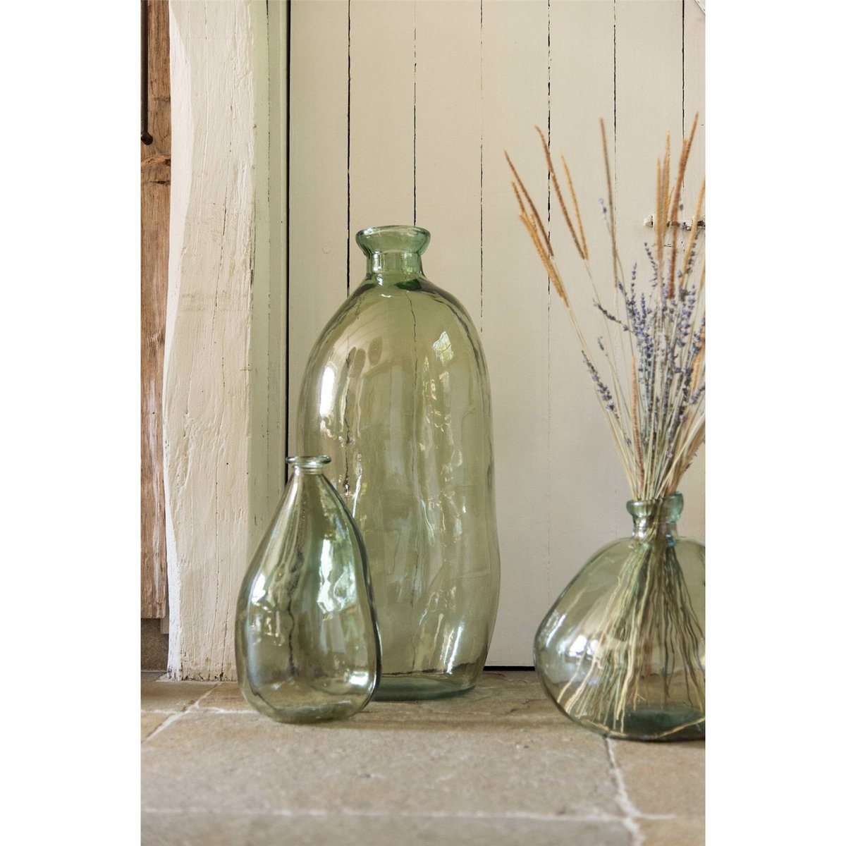 Vase décoratif en verre vert d eau, RECOLLECTION