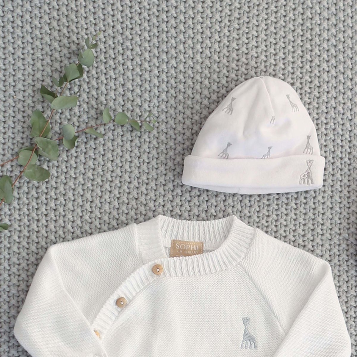 Bonnet de naissance - Sophie La Girafe® gris, TROIS KILOS SEPT