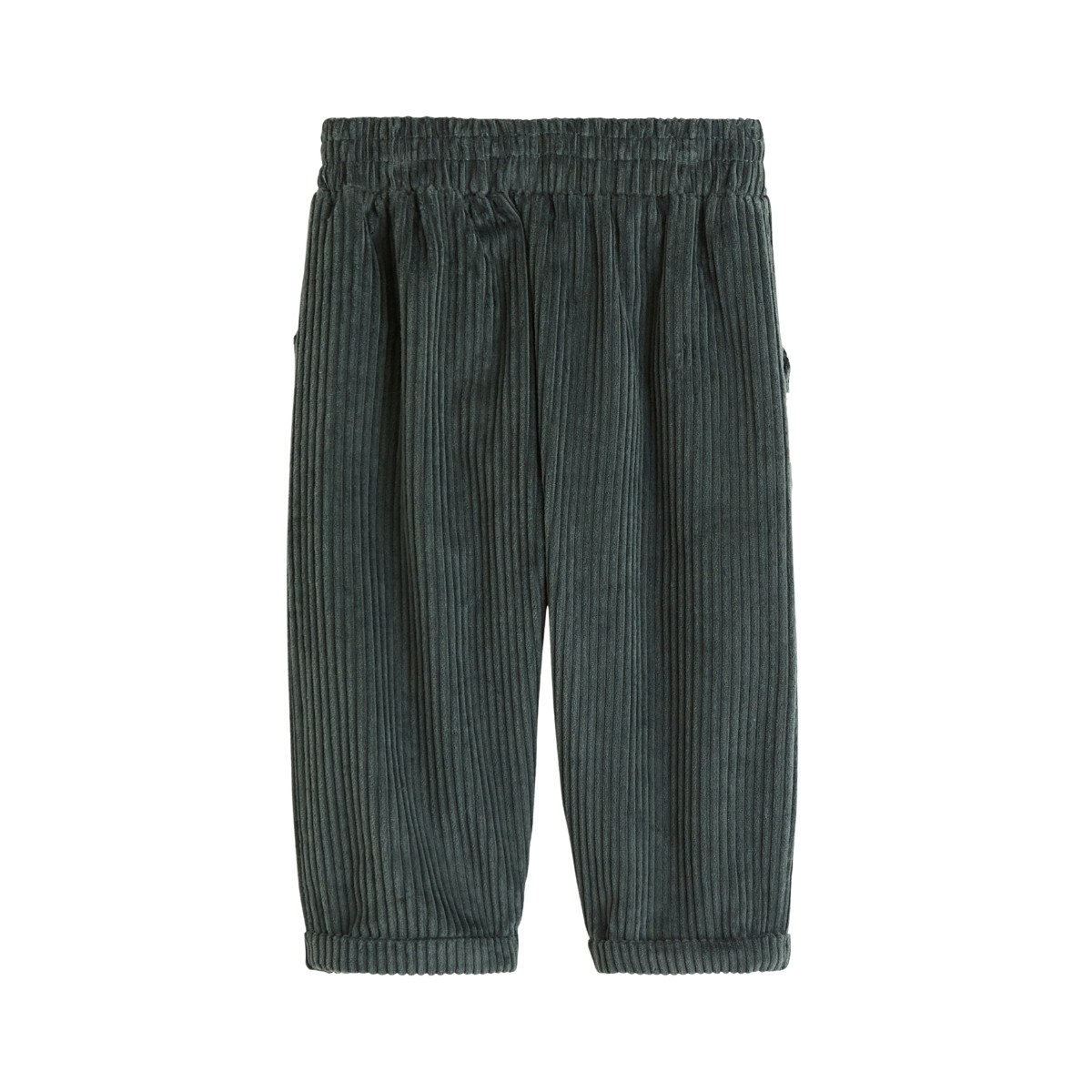 Ensemble bébé sweat et pantalon en velours côtelé Elliott vert, PETIT BEGUIN