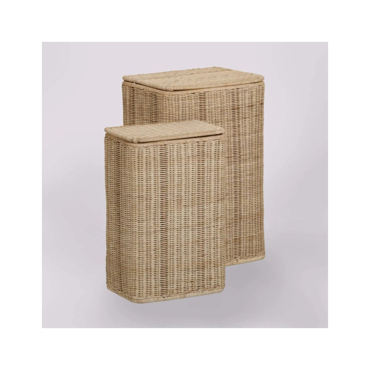 Panier à linge rectangulaire rotin lot de 2 rotin naturel, KOK