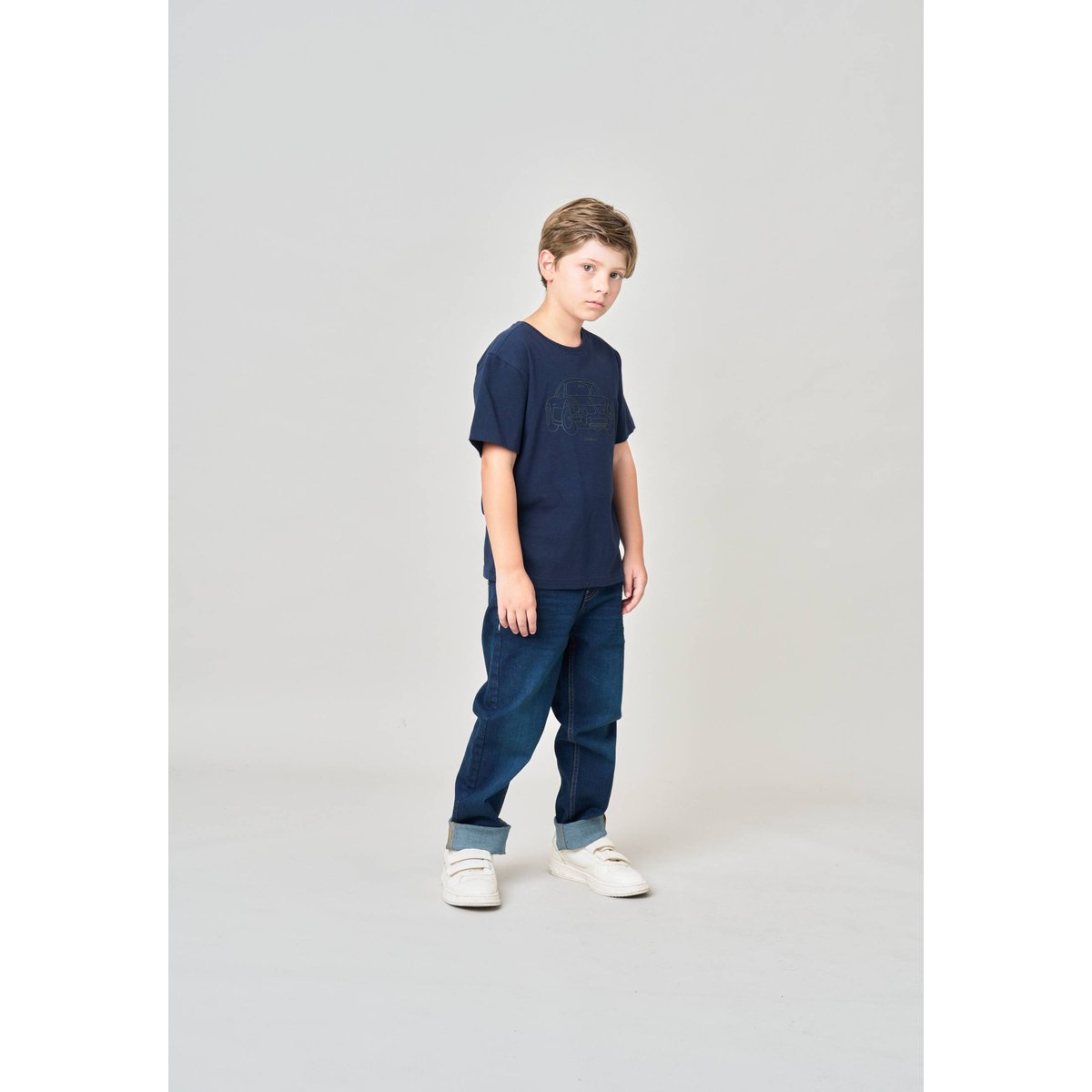 T-shirt regular garçon en 100% coton jersey avec imprimé en relief DUSTBORN navy, DEELUXE