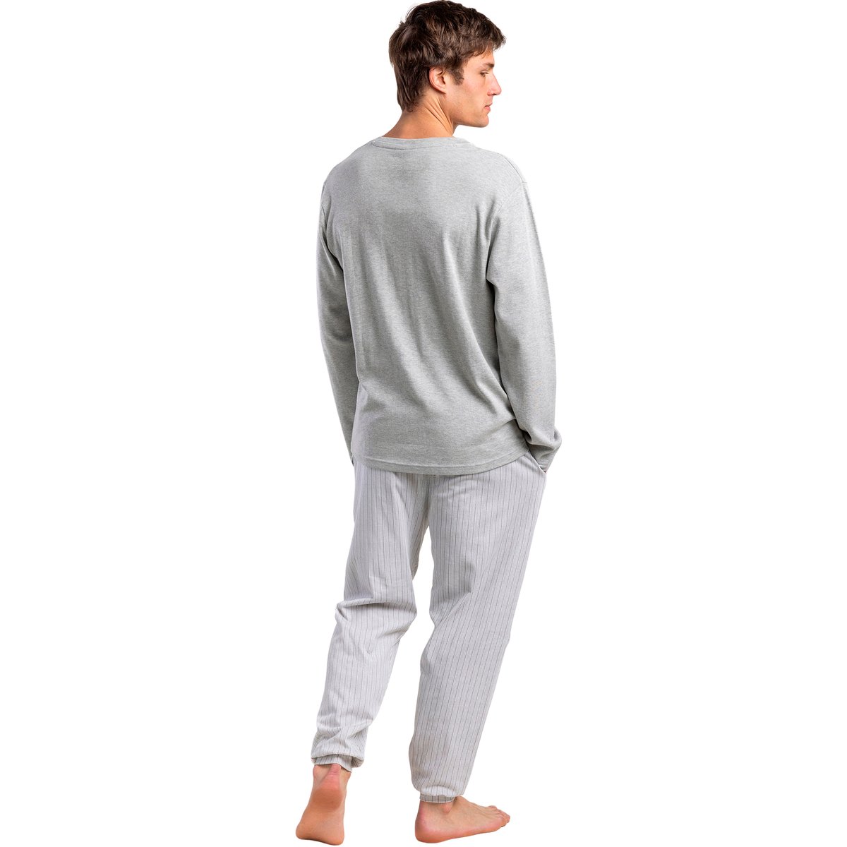Pyjama pantalon polo manches longues Heritage gris, ADMAS