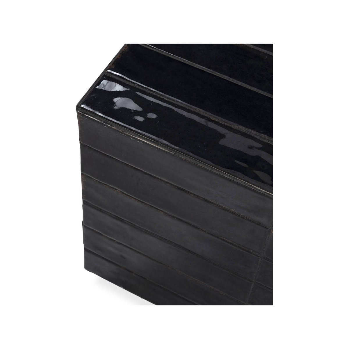 Table d'appoint céramique relief géométrique noir, RECOLLECTION
