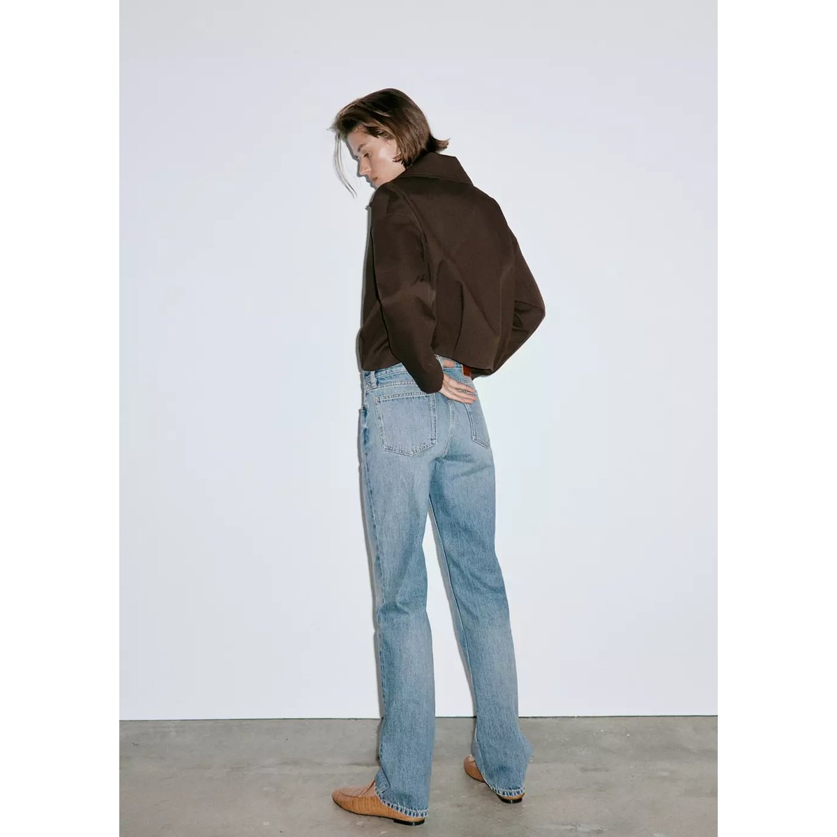 Jean droit taille normale bleu moyen, MANGO