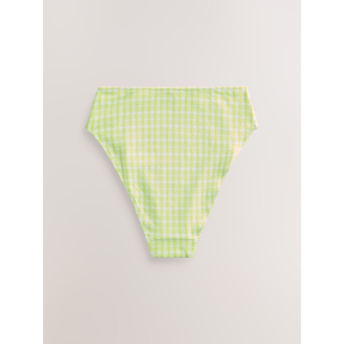 Bas de bikini échancré taille haute vichy vert citron froissé, NEXT