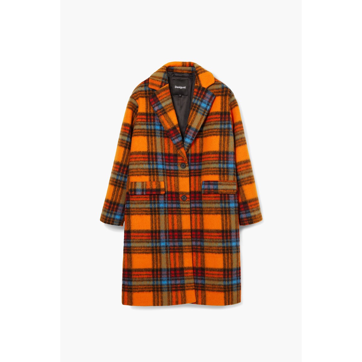 MANTEAU À CARREAUX OVERSIZE orange, DESIGUAL