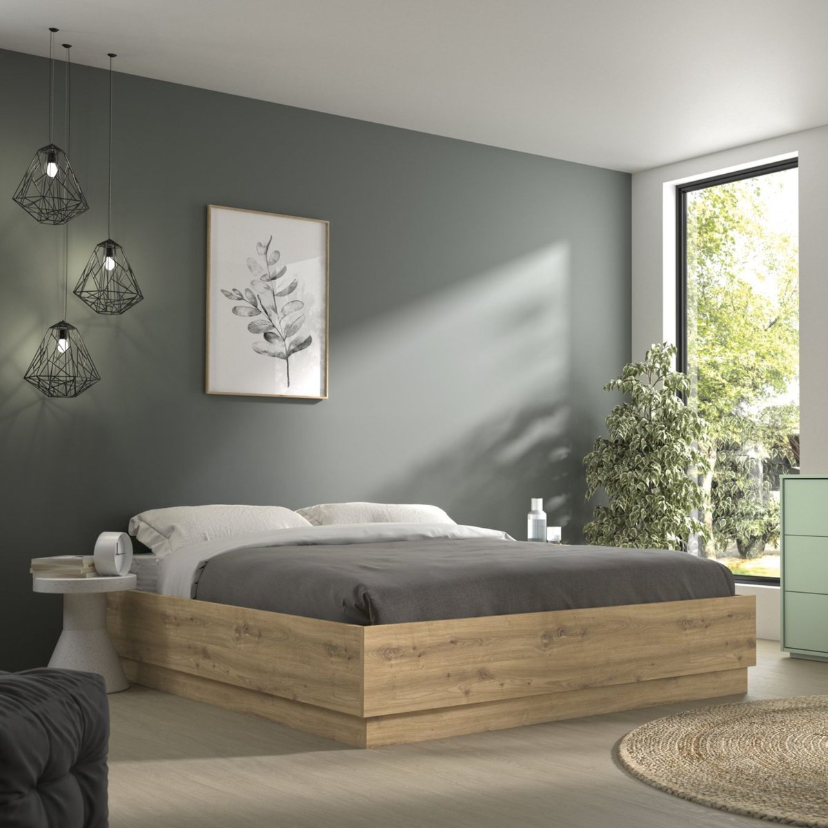 Lit coffre en bois décor chêne Teddy - TEDDY bois clair, TERRE DE NUIT