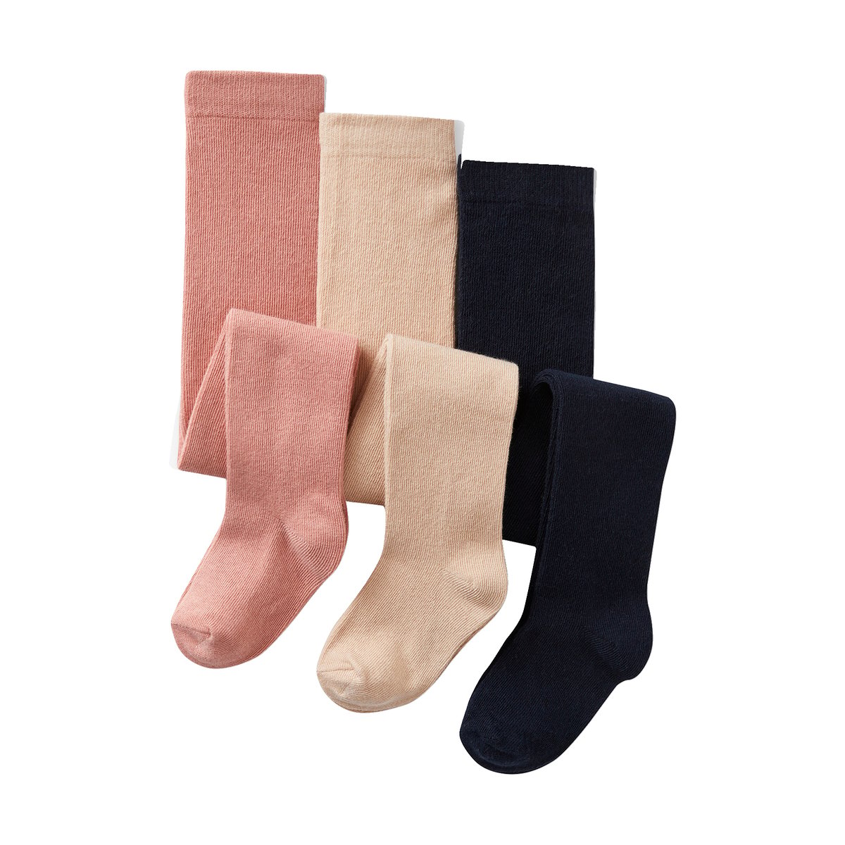 Lot de 3 collants bébé maille vieux rose, VERTBAUDET
