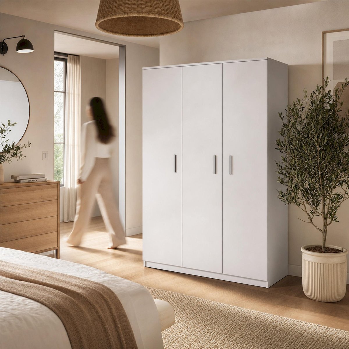 Armoire 3 portes collection RINKER blanc, RECOLLECTION