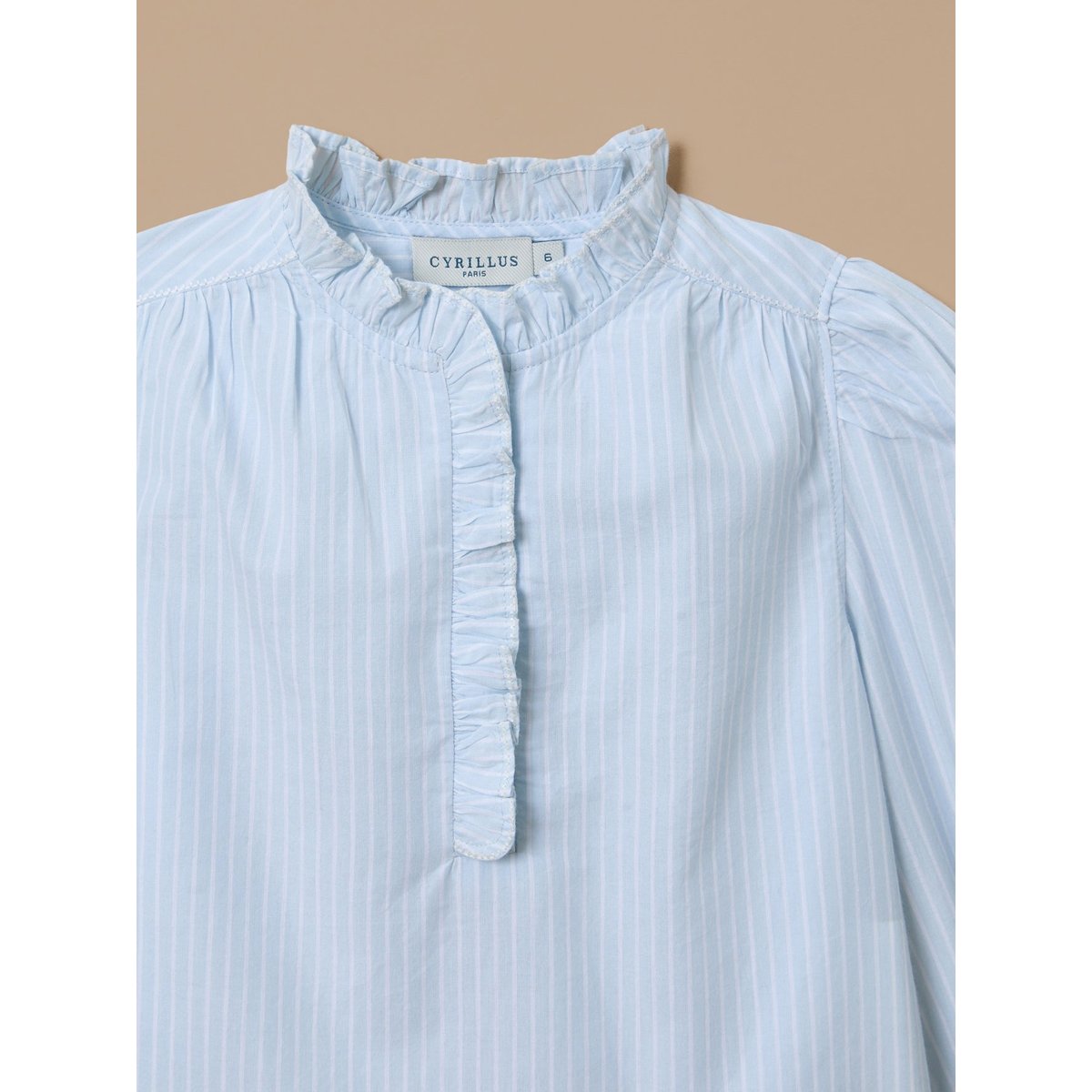 Blouse à volants rayure bleue, CYRILLUS