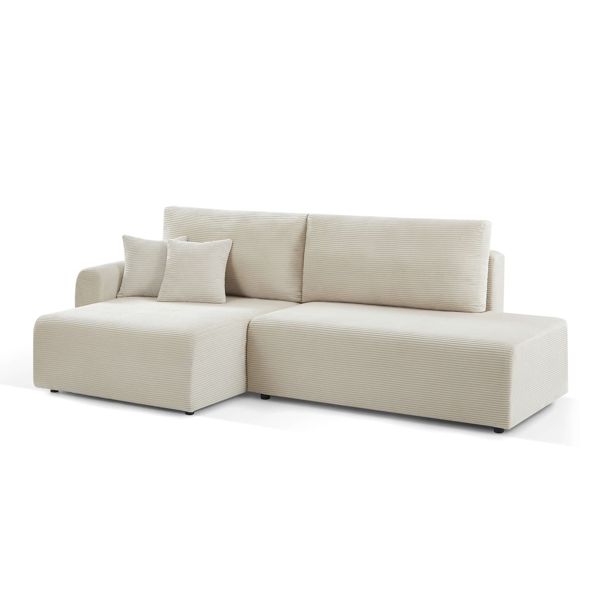 Canapé d'angle gauche convertible DANILO beige, BAÏTA