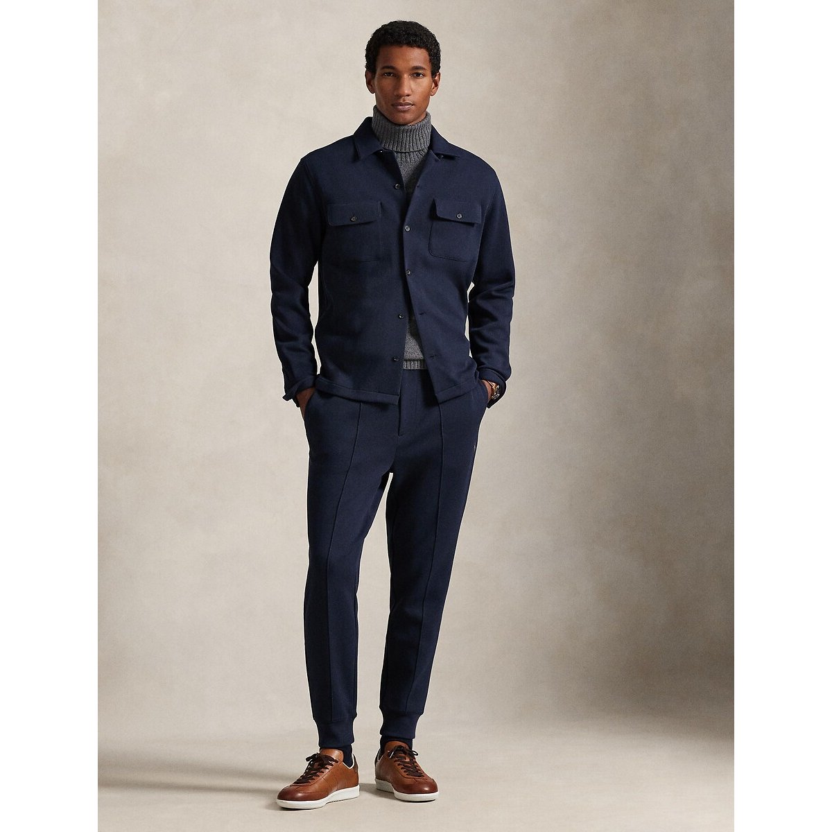 Joggingbroek in dubbele jersey marine , POLO RALPH LAUREN