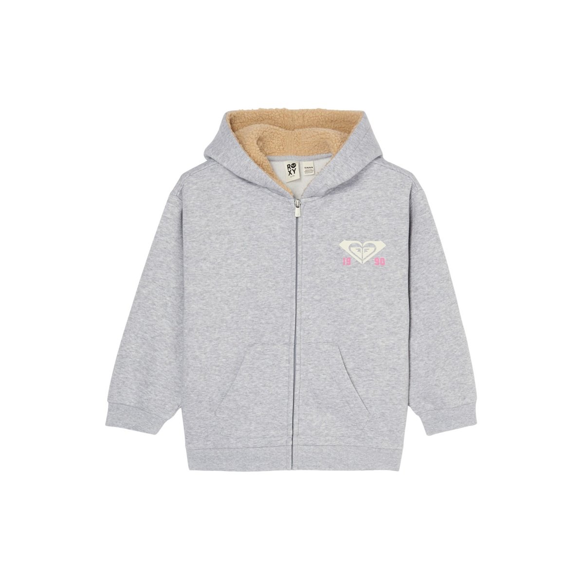 Sweat capuche zippé LITTLE FEELING. gris medium grey heather, ROXY