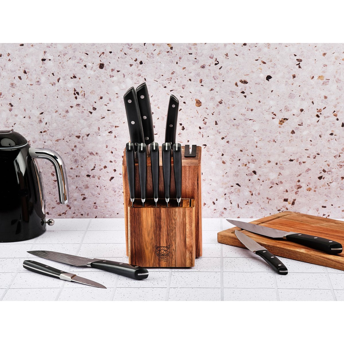 Lot de 6 couteaux à steak en inox, NUDE inox mat et noir mat, BJORN