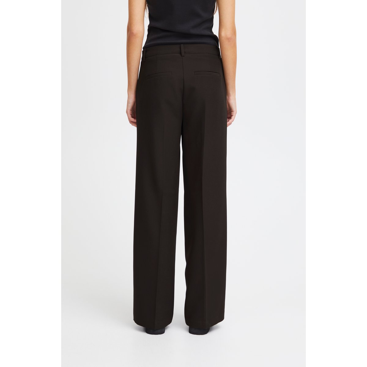 Pantalon coupe droite, jambes larges noir, ICHI