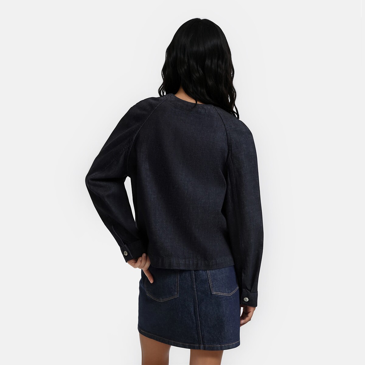 Veste en jean courte, coupe droite bleu brut, LA REDOUTE COLLECTIONS