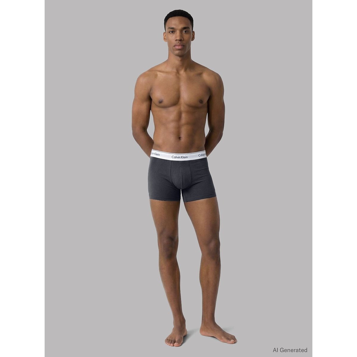Lot de 3 boxers Brief stretch unis blanc + gris + bleu, CALVIN KLEIN UNDERWEAR