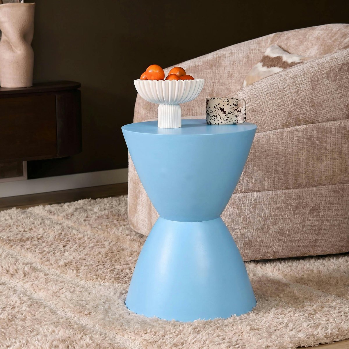 Bout de canapé en bois 45 cm DUOMO bleu, PIER IMPORT