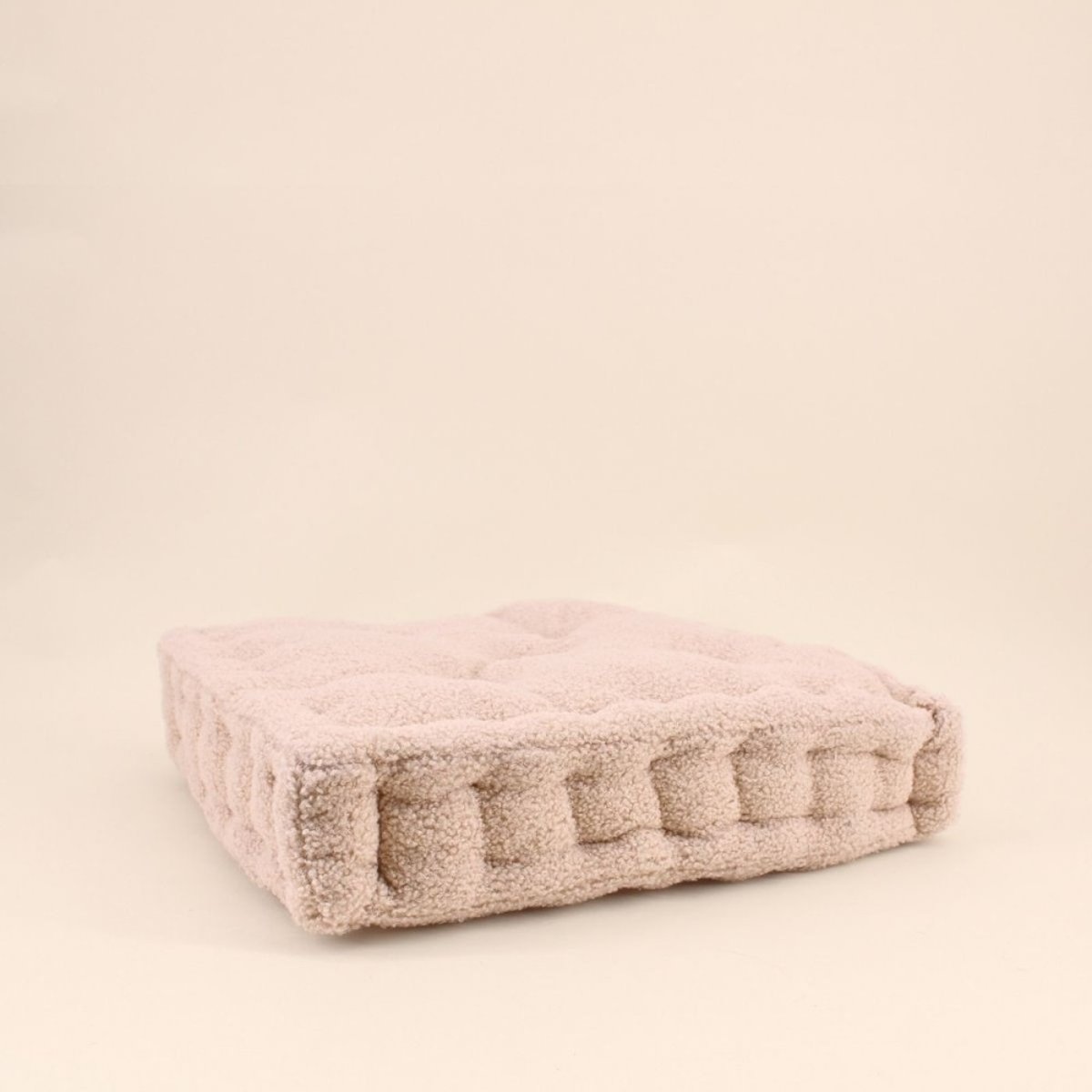 Coussin de sol tissu bouclette 40x40cm beige, ORNAMI