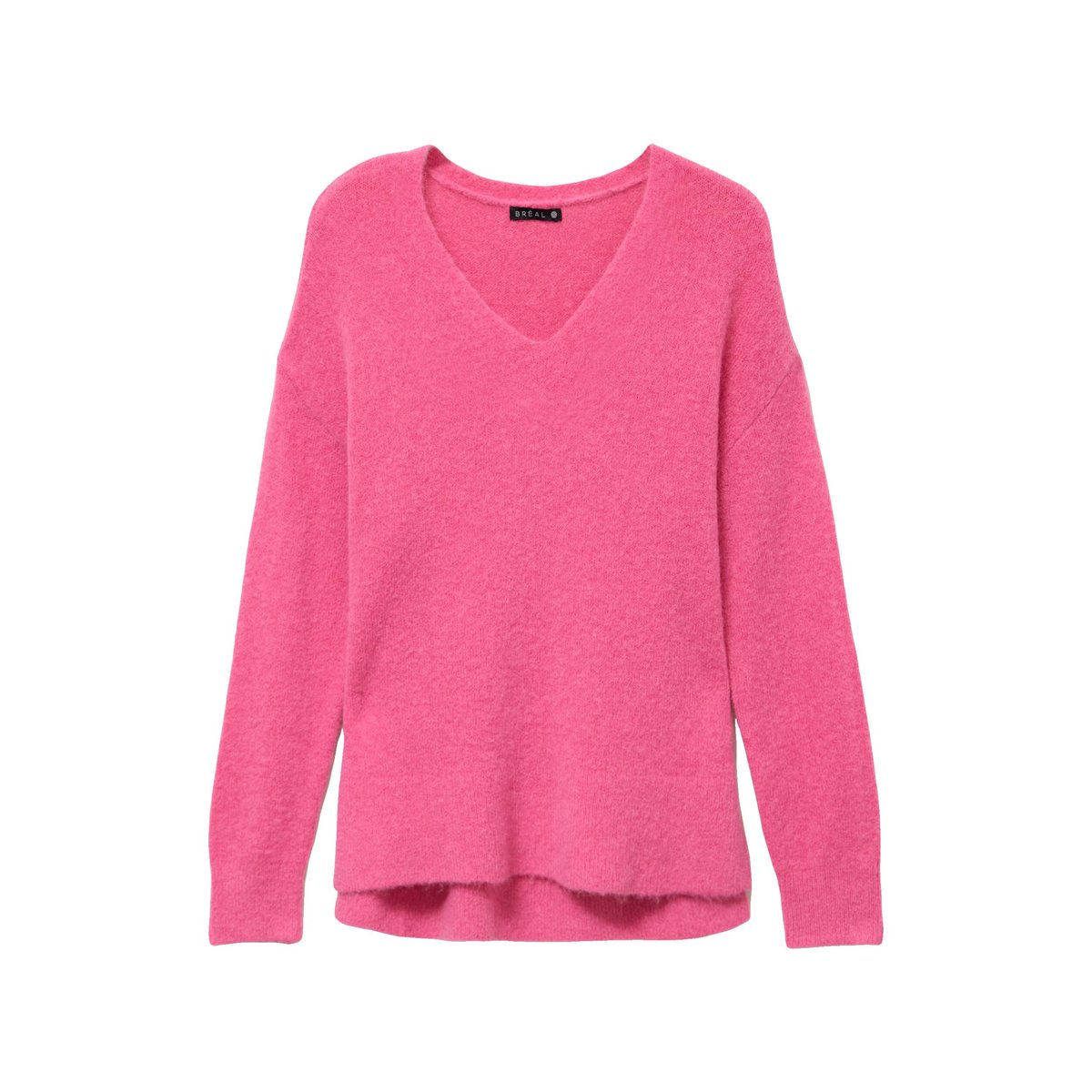Pull col v manches longues rose fushia, BREAL