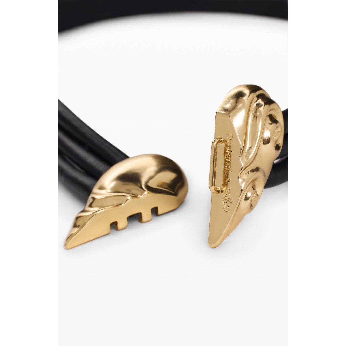 Ceinture triple lacets en cuir noir, DESIGUAL