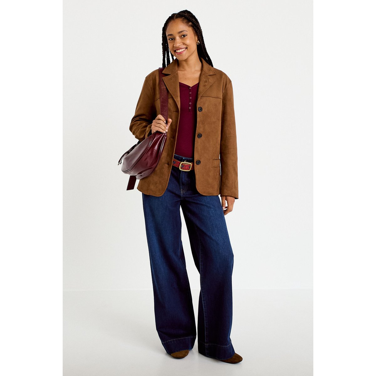 Veste blazer suédine camel, CACHE CACHE