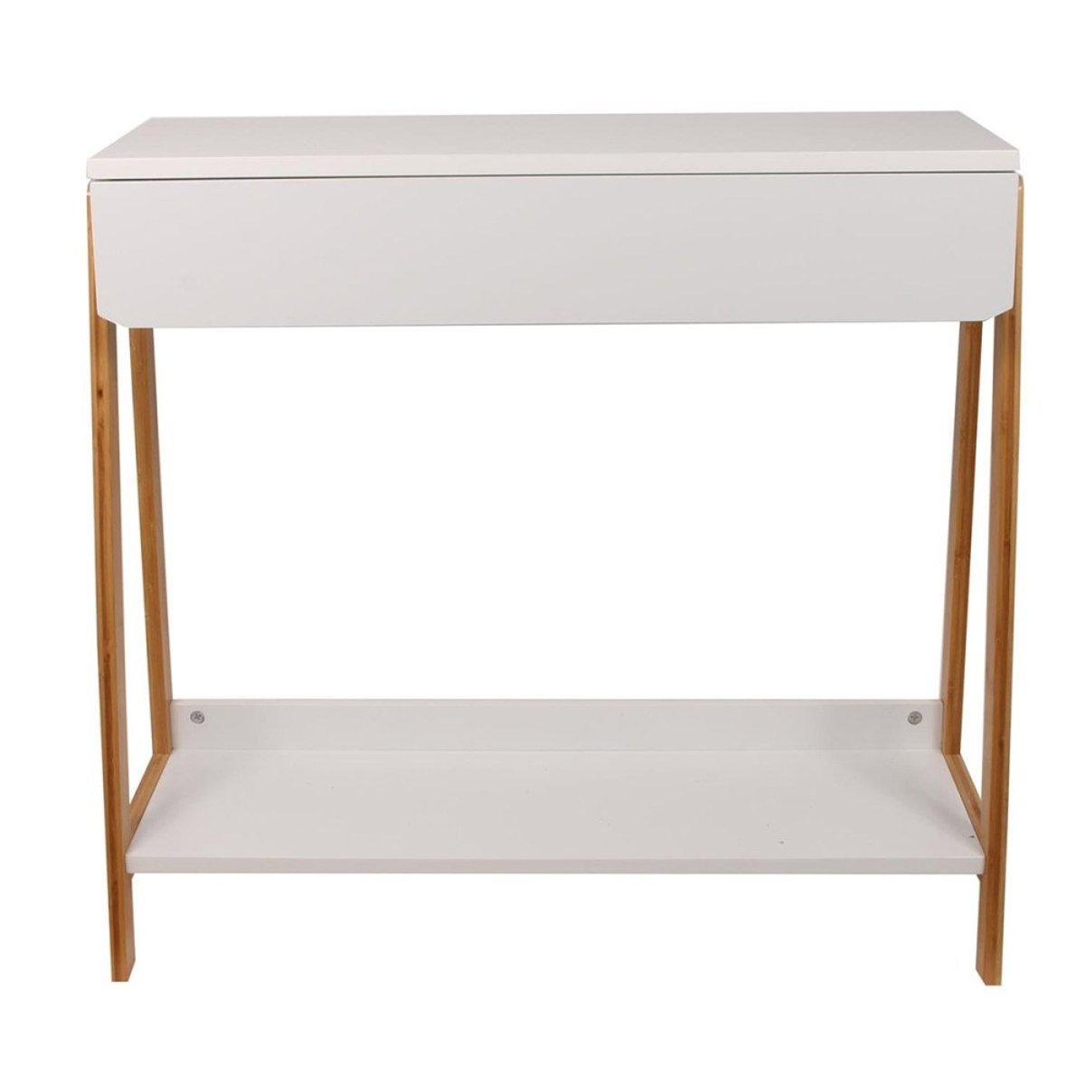 Console avec tiroir blanc et bois blanc, DECORATIE