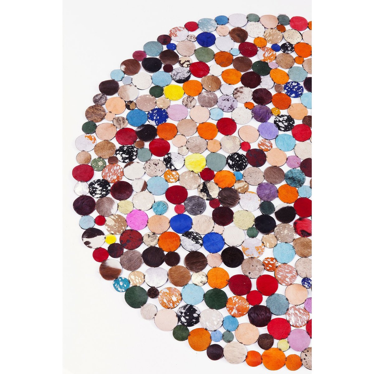 Tapis rond patchwork en cuir, CIRCLE multicolore, KARE DESIGN