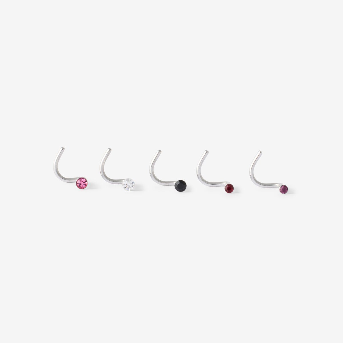 Set de 5 piercings en acier avec strass argenté, BALABOOSTE