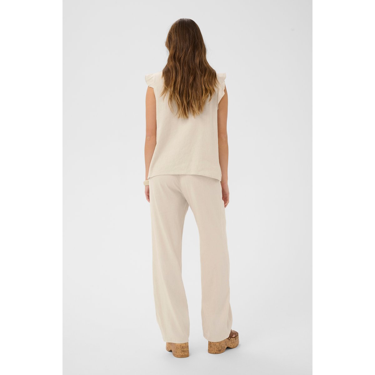 Blouse sans manches beige perfectly pale melange, CREAM