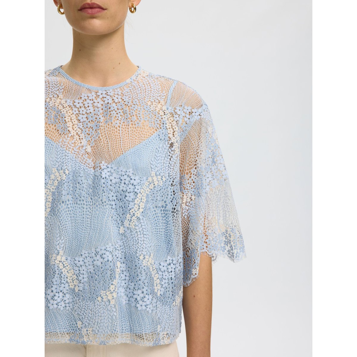 Top Raccourci cashmere blue, SELECTED