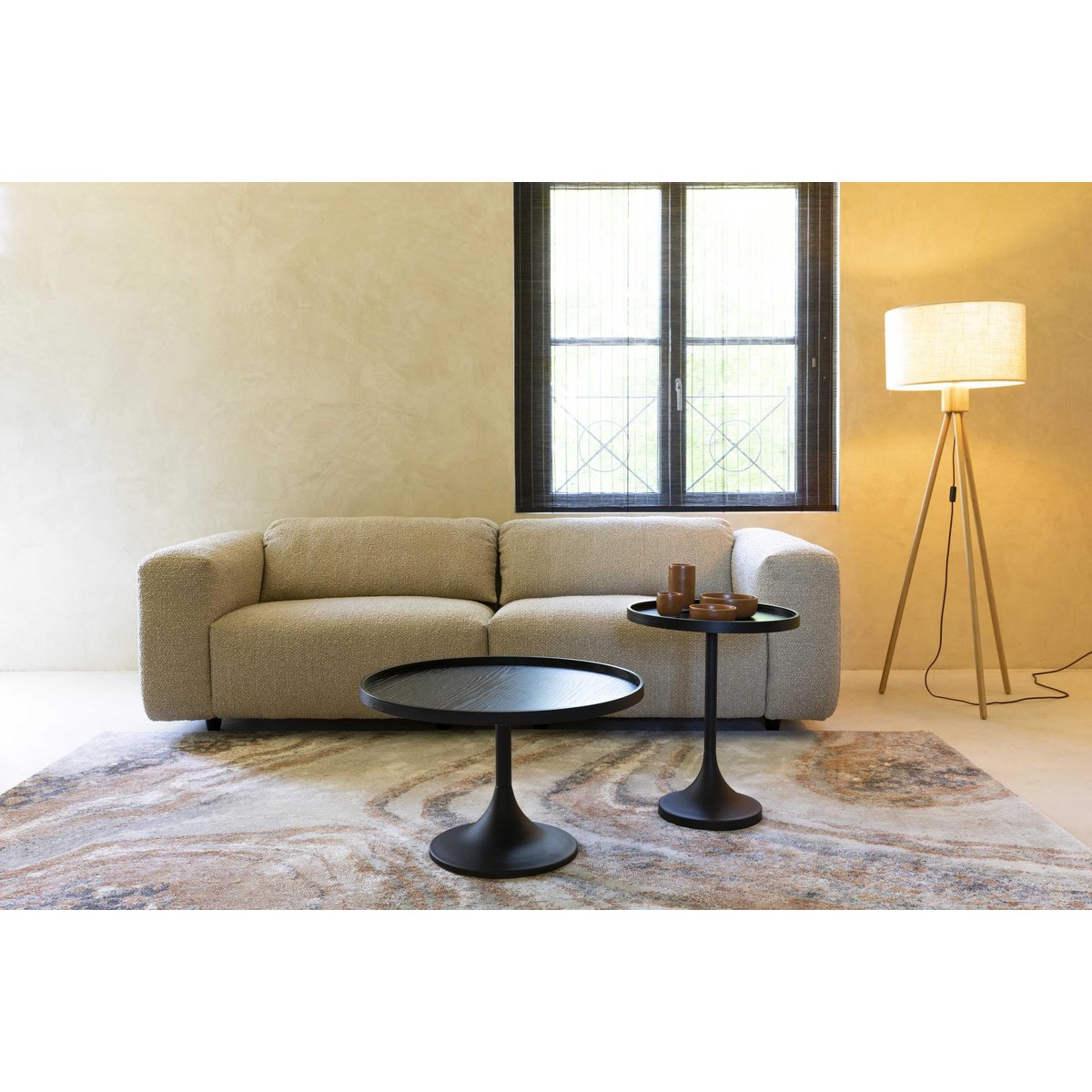 Lampadaire design en bois scandinave, LIN blanc, ZUIVER