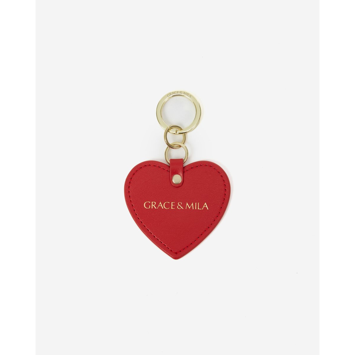Porte-clés cœur en cuir cherry Aria rouge, GRACE & MILA