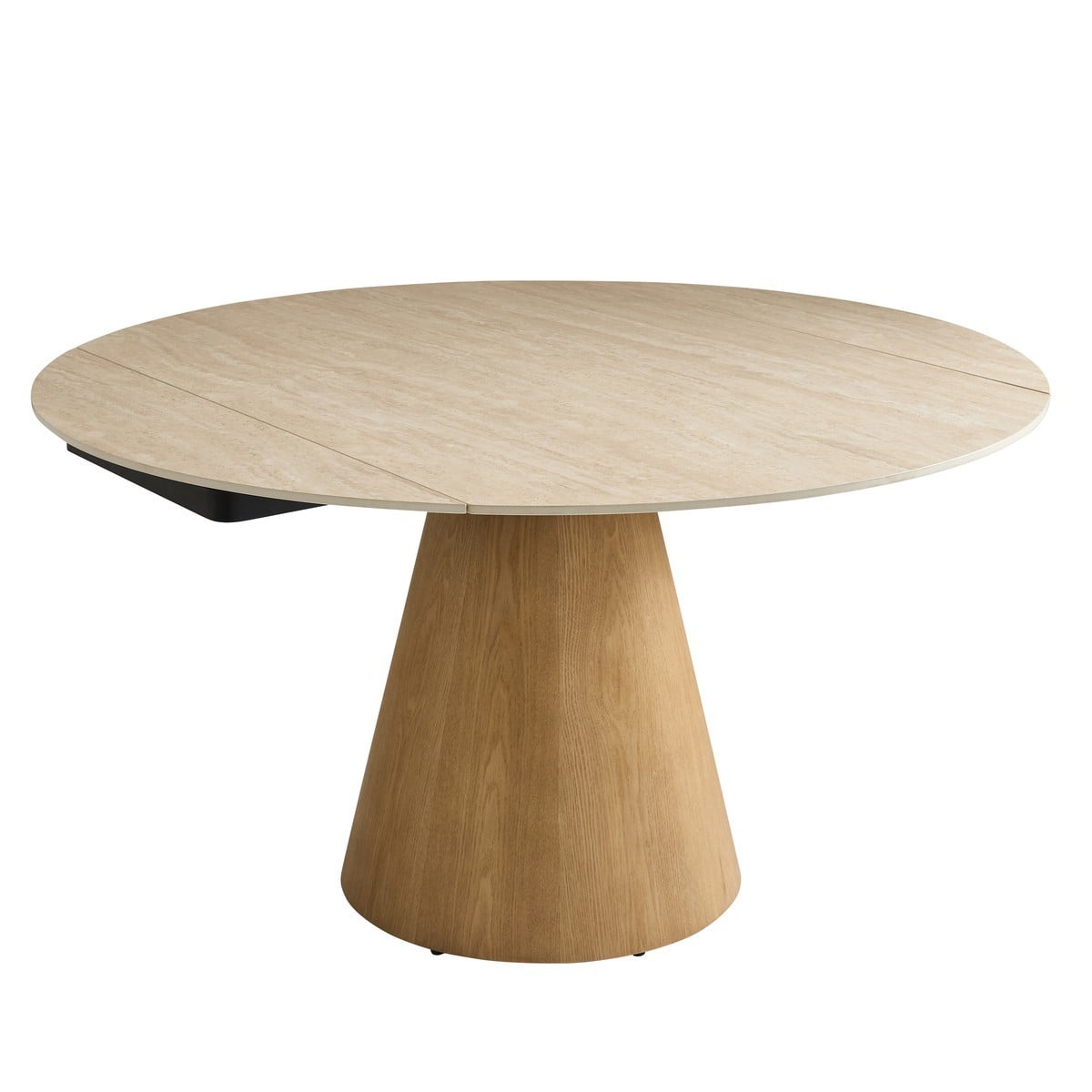 Table en céramique ronde avec allonges LUMIO beige, SIGNATURE