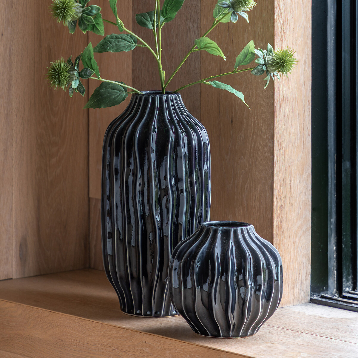 Organic 37cm Ribbed Vase blue, ÉDITÉ