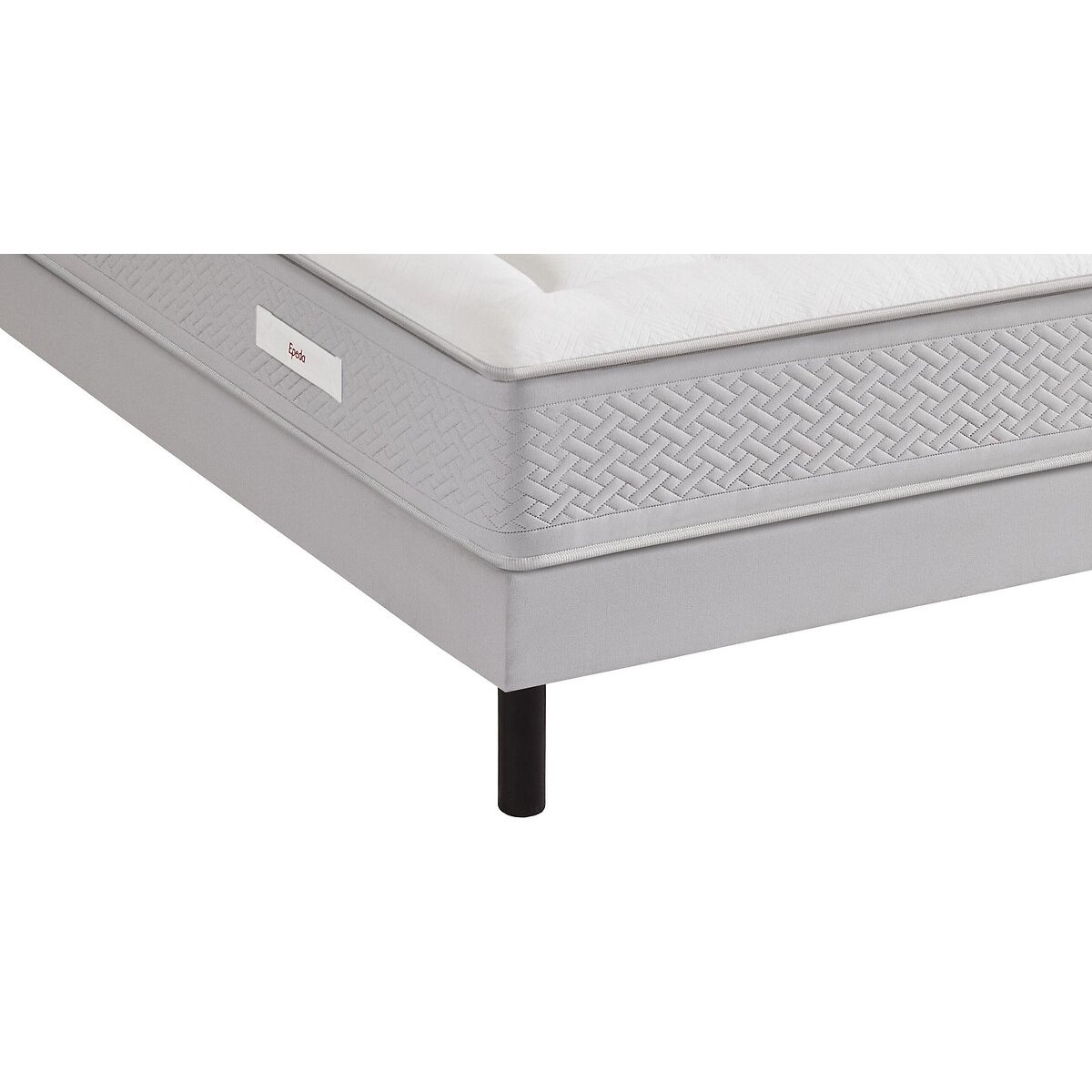 Ensemble matelas ressorts 5 zones et sommier tapissier, l'Etoile blanc/gris souris, EPEDA