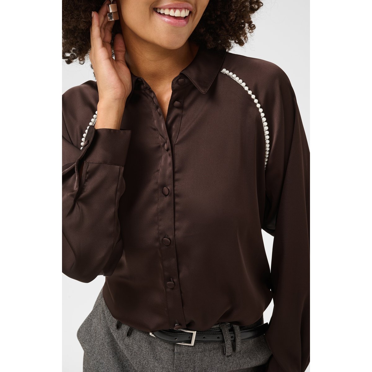 Chemise à manches longues marron coffee bean, CULTURE