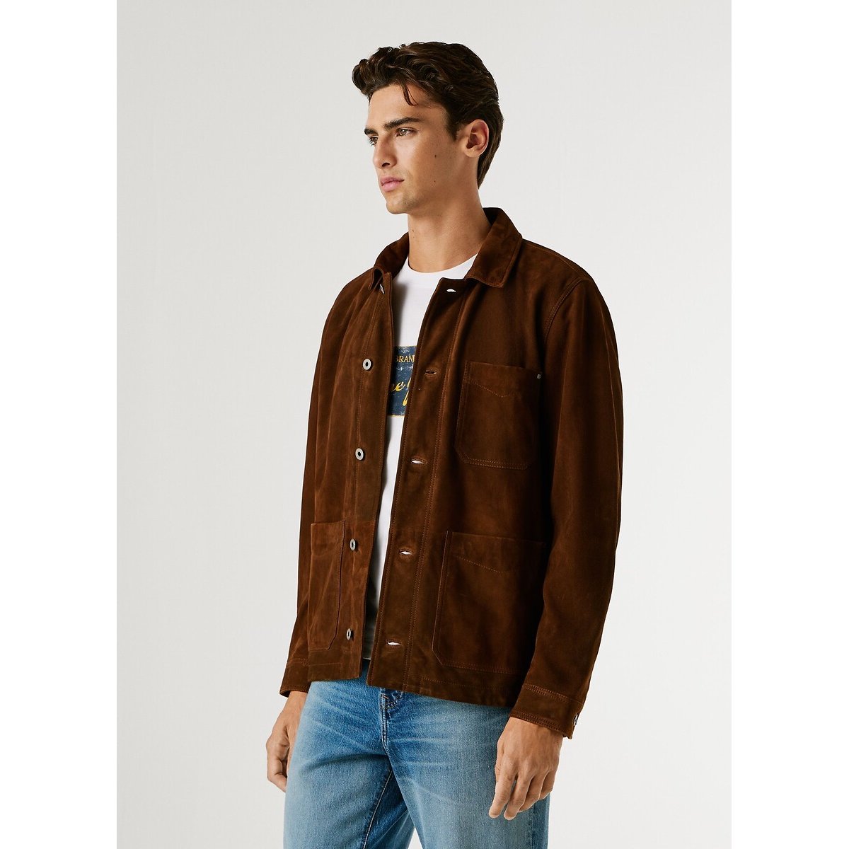 Blouson en cuir SINBAR marron, PEPE JEANS