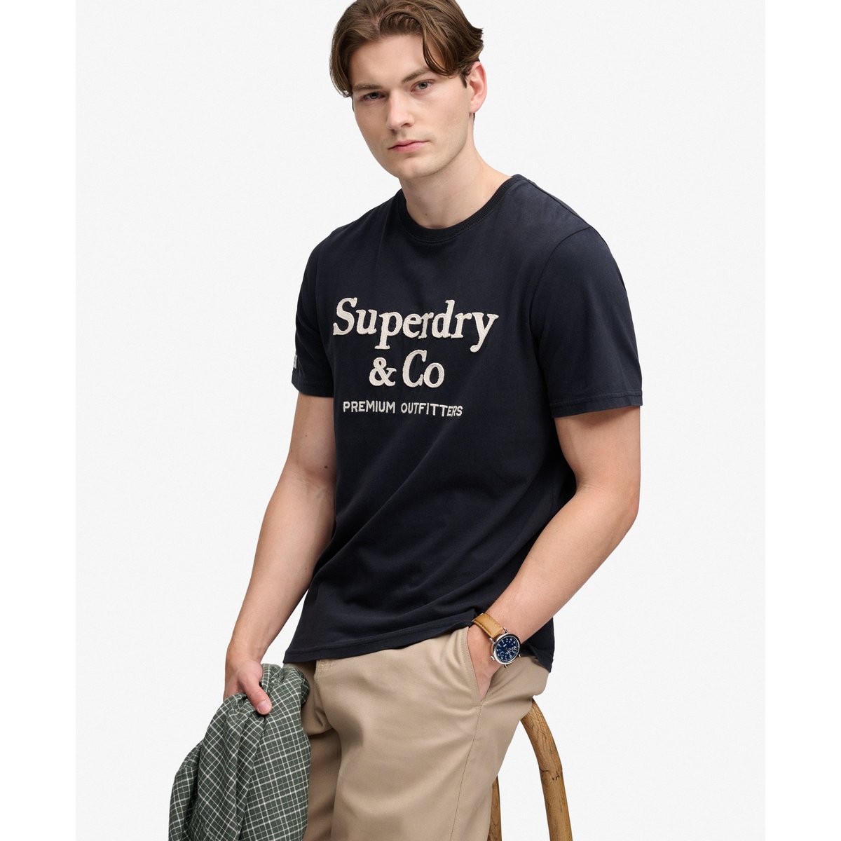 T-shirt Company Logo Coupe Décontractée bleu marine foncé, SUPERDRY