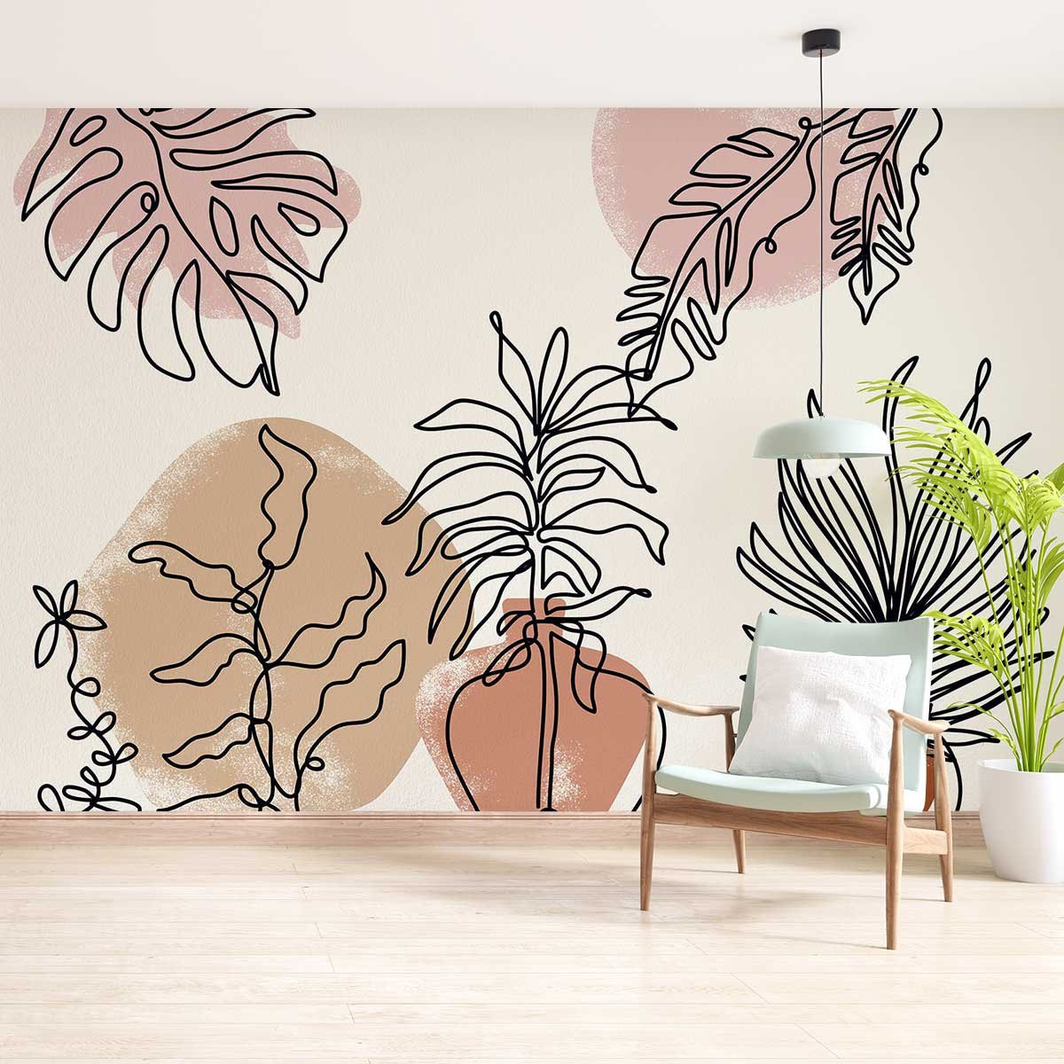 Papier peint plante et terre cuite intissé, HEXOA