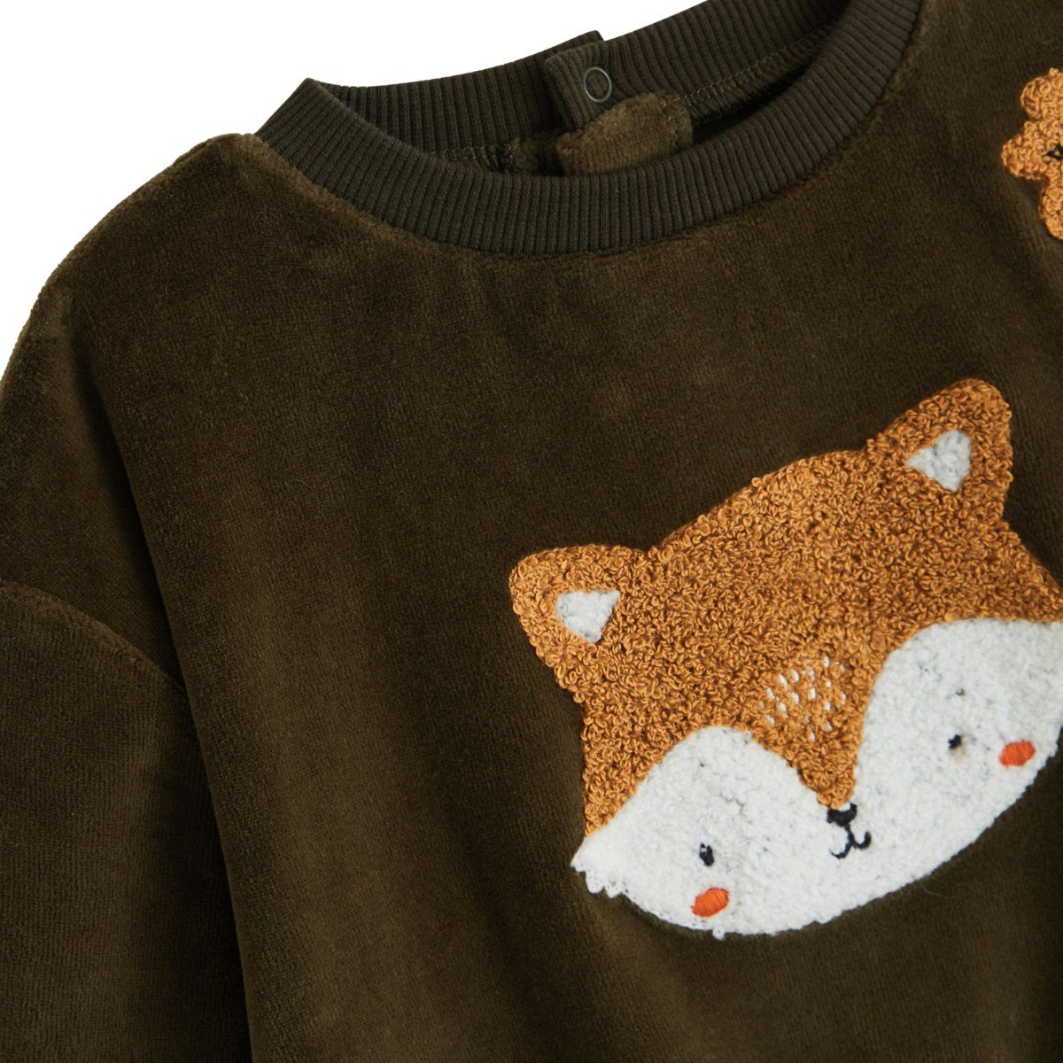 Sweat-shirt bébé en velours Ginkgo vert, PETIT BEGUIN
