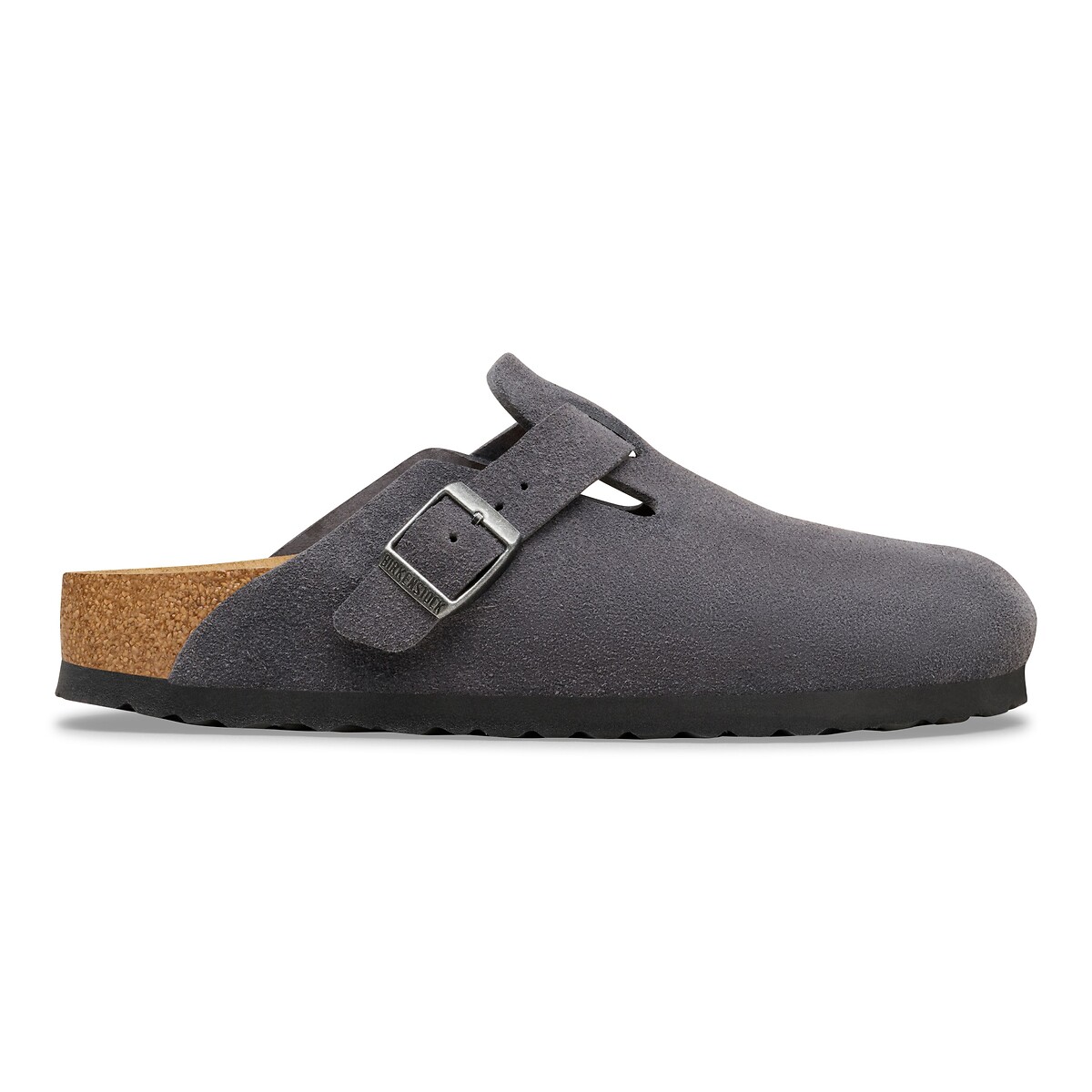 Sabots en cuir suédé BOSTON gris foncé, BIRKENSTOCK