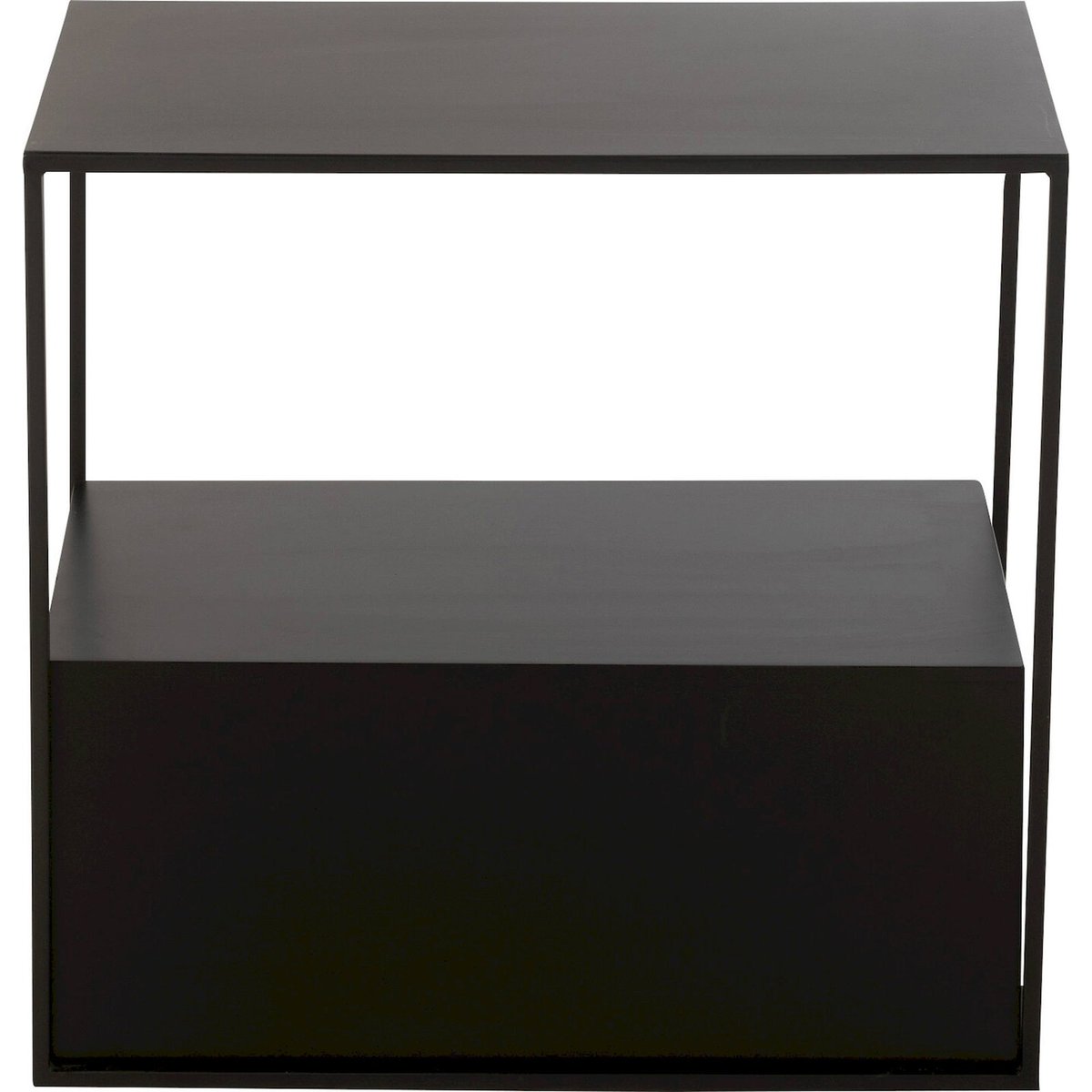 Table de chevet rectangulaire en métal noir profond mat, RECOLLECTION