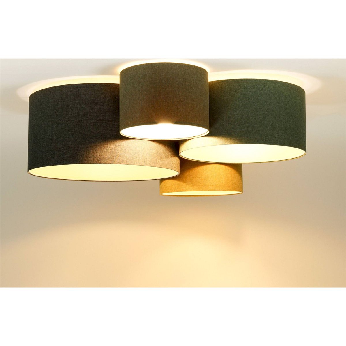 Plafonnier ovale en tissu, BOHO ELEGANT beige crème en tissu structuré, BPS KONCEPT