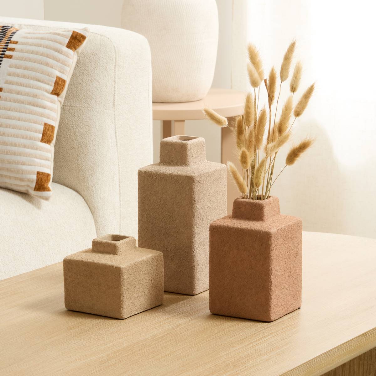 Lot de 3 soliflores en terre cuite RICK multicolore, ATMOSPHERA