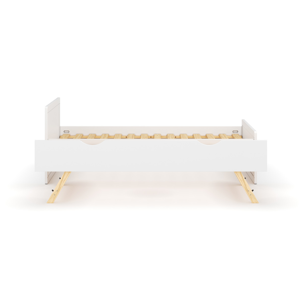 Pack lit enfant gigogne avec matelas Bois massif PETER blanc, AKITEN RETAIL