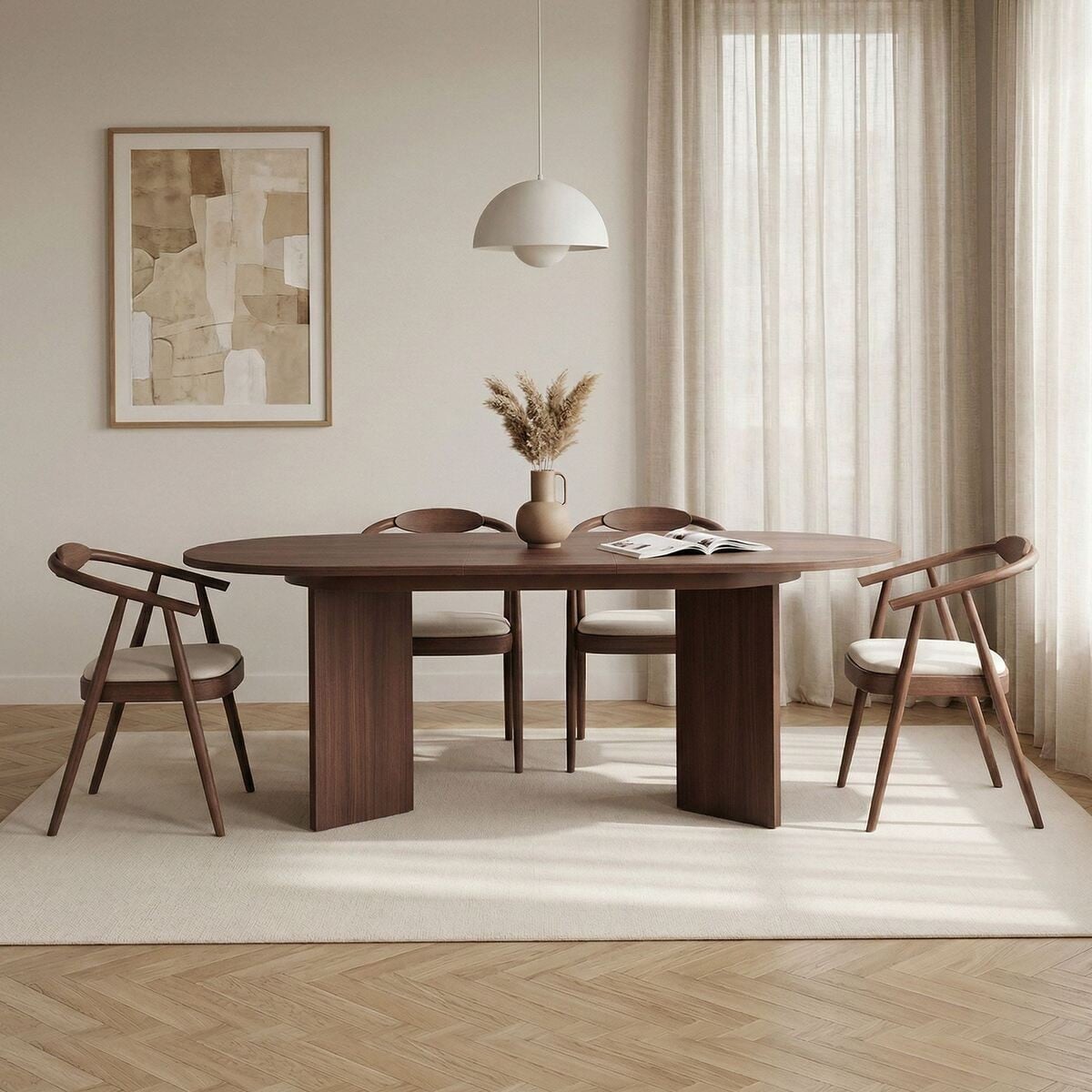 Table à manger extensible 6 à 8 places LOU noyer, CALICOSY