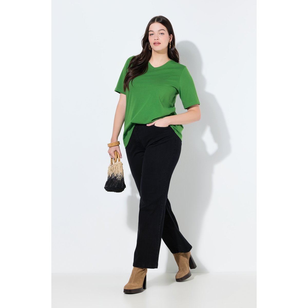 Jean Mary jambe large et taille élastique noir, ULLA POPKEN
