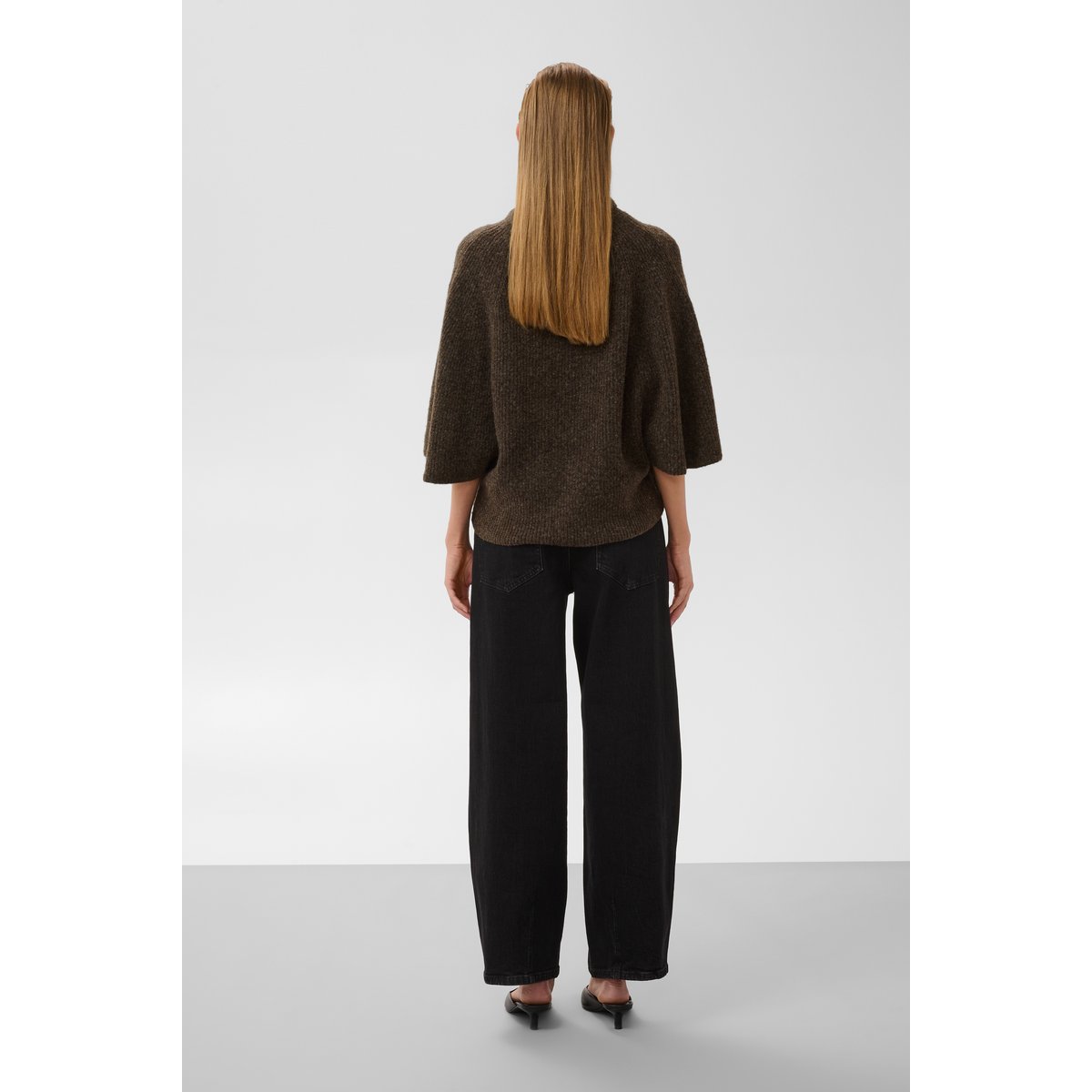 Pullover tricoté marron chocolate brown melange, SOAKED IN LUXURY